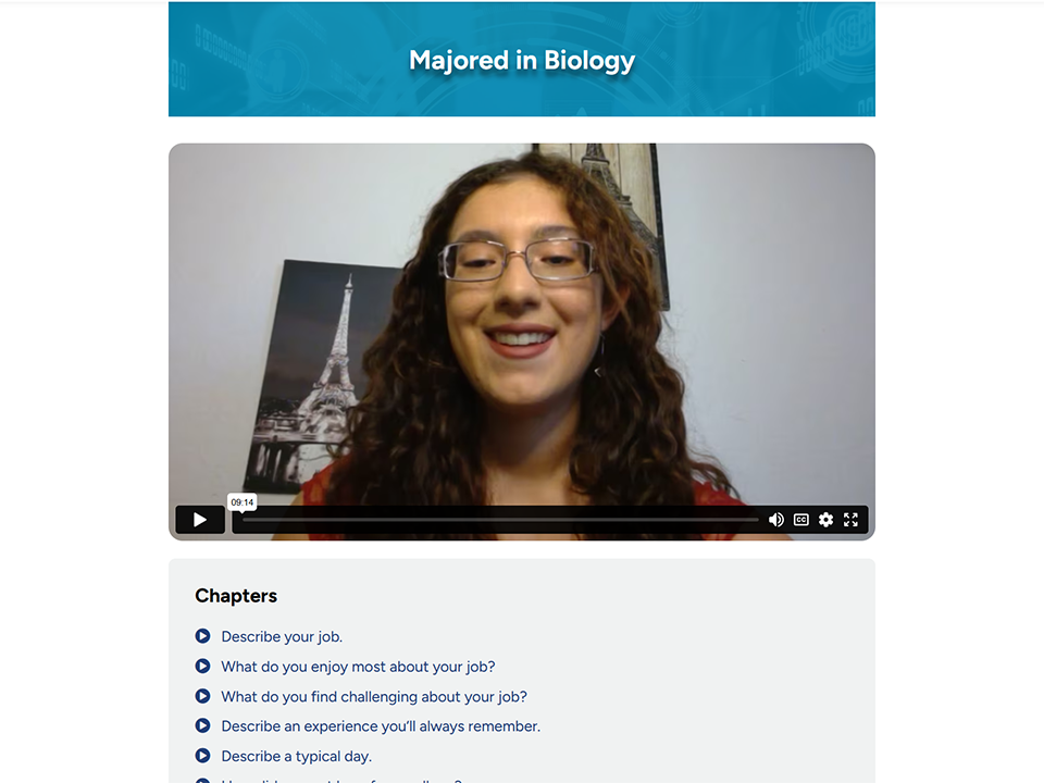 Screenshot of MajorMentor.com interview page